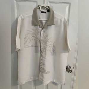 Men's Casual Beige Shirt with Palm Design